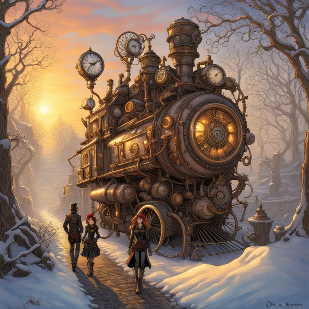 Steampunk Fairy Wonderland at Winter Sunrise