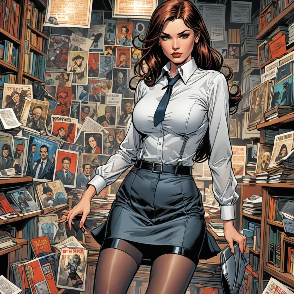 Secretary in Comic Book Art Style