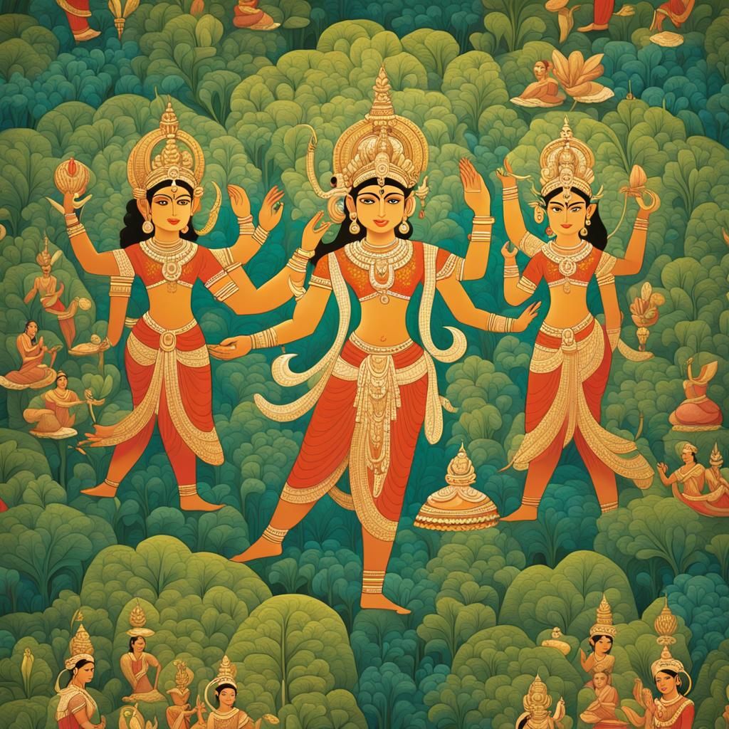 Ethereal Sigiriya Apsara Fresco Dancers