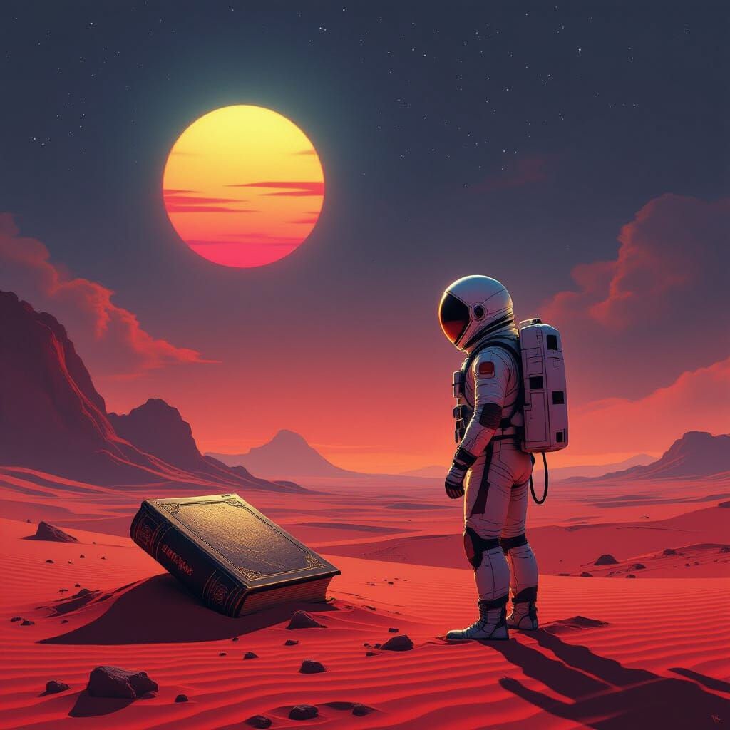 Astronaut Discovers Ancient Book on Alien Planet