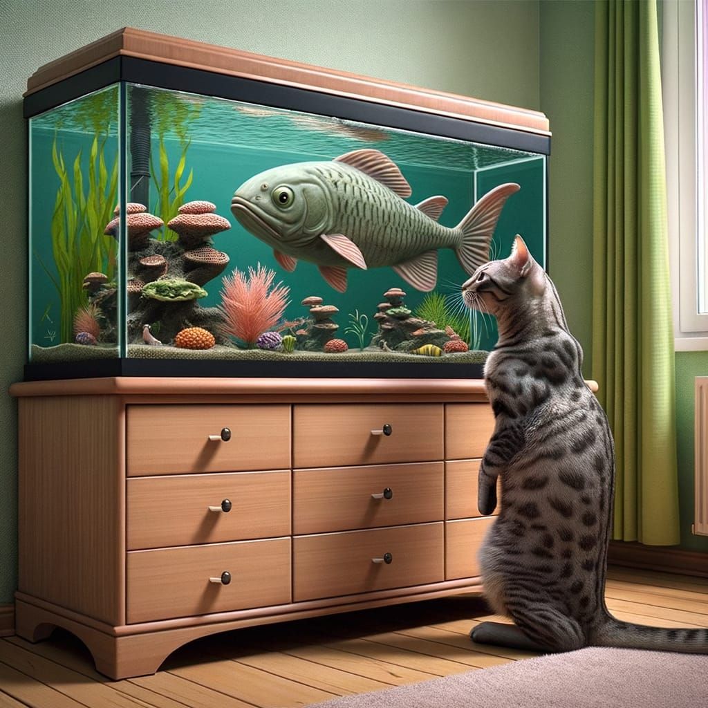 Background: an apartment. In the apartment, on a dresser, th...