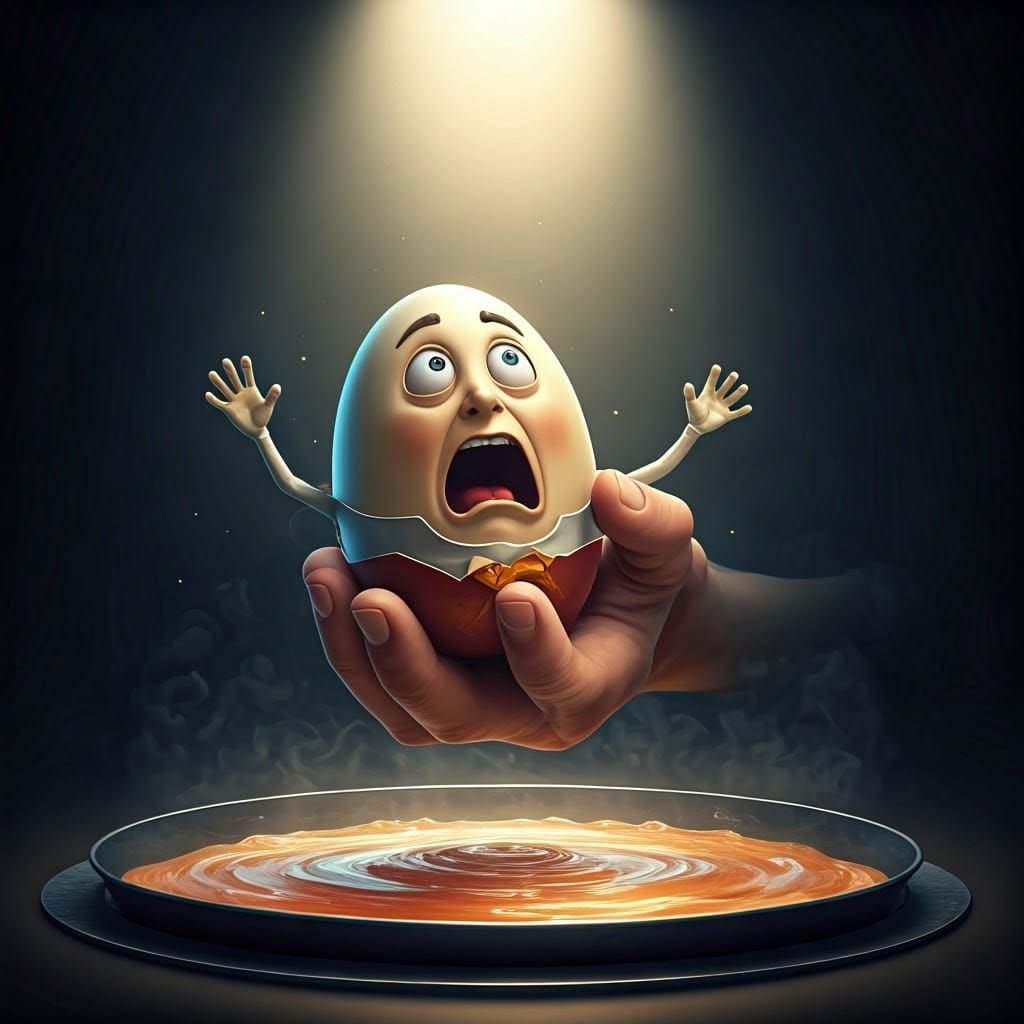 The anthropomorphic egg Humpty Dumpty being held in a human ...