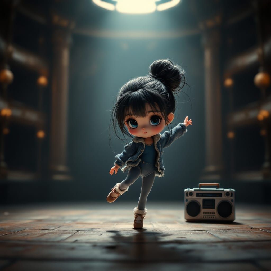 Chibi Ballerina Lost in Joyful Pirouette