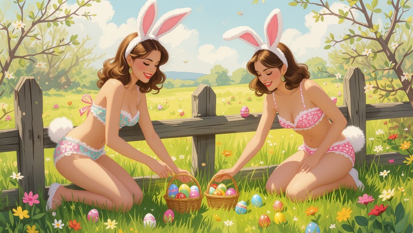 Easter Egg Hunt in a Whimsical Meadow