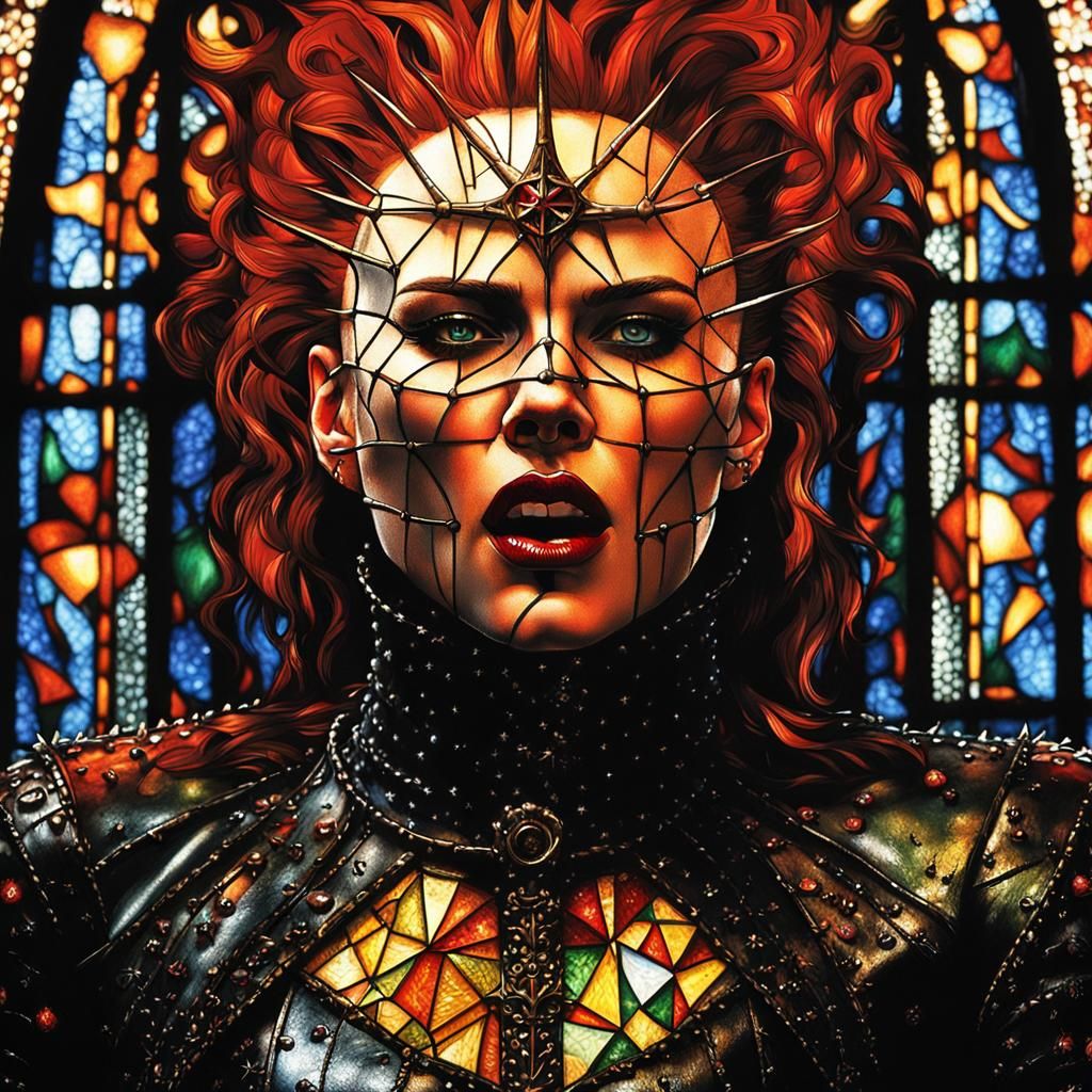 Female Pinhead in Spiked Leather, Digital Matte Painting