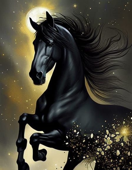 Black Unicorn in Desert: Digital Speedpainting