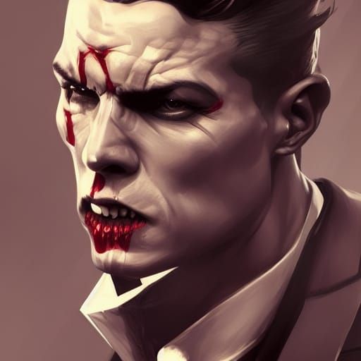 Cristiano Ronaldo as Vampire, Hyperdetailed Portrait