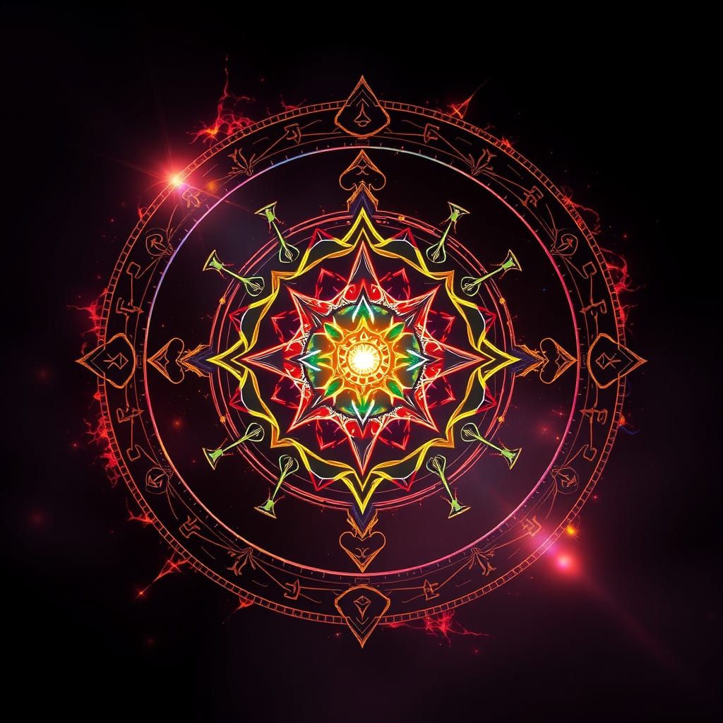 Epic Magic Sigil Shines with Intricate Details and Bright Fl...