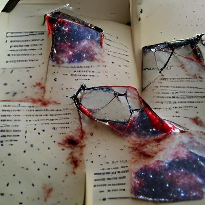 Broken Glasses Dripping Blood on Galaxy Book
