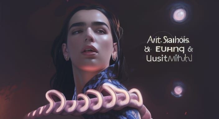 Dua Lipa Portrait with Snakes in Art Nouveau Style