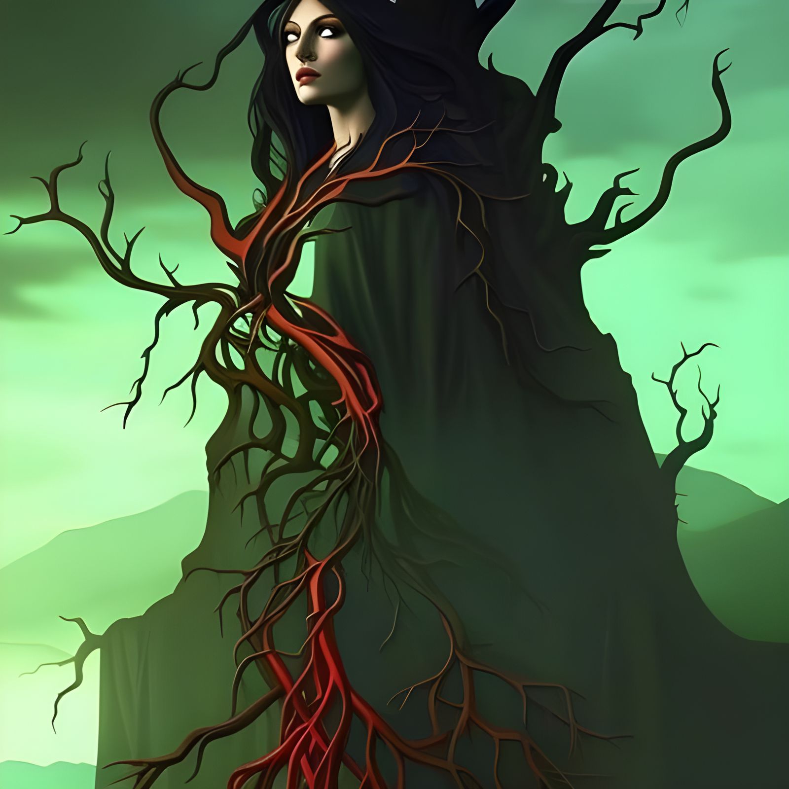 Blood Tree Vampire Queen in Dark Fantasy Style