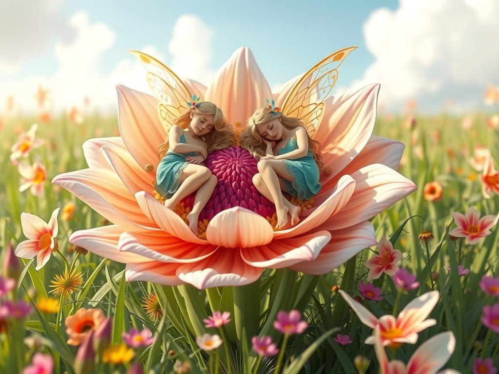 Whimsical Fairies in Vibrant Floral Fantasy