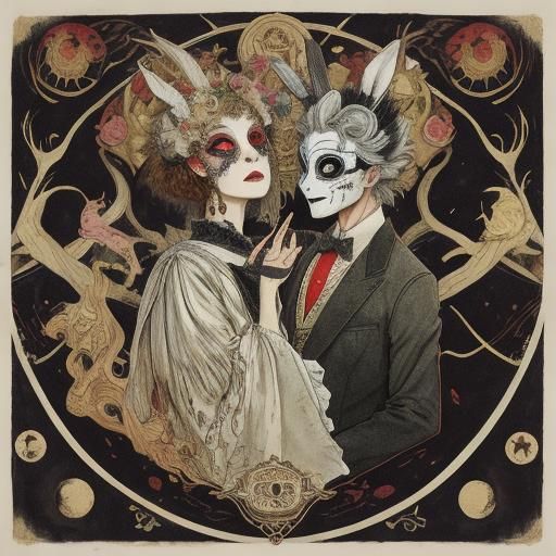 Surreal Masquerade Dreamscape in Expressionist Style