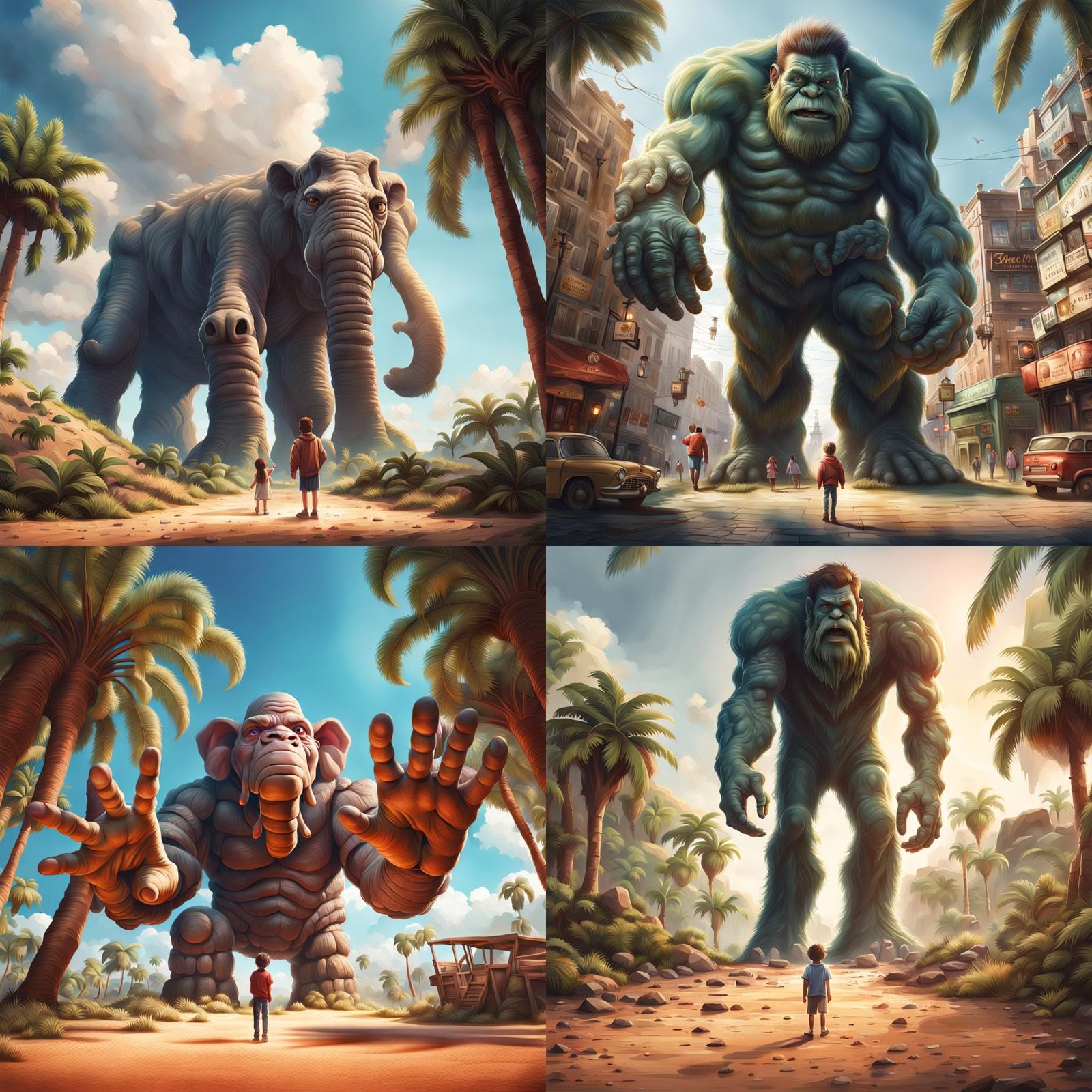 Gigantic Giant Holds Girl: Hyperrealistic Digital Art