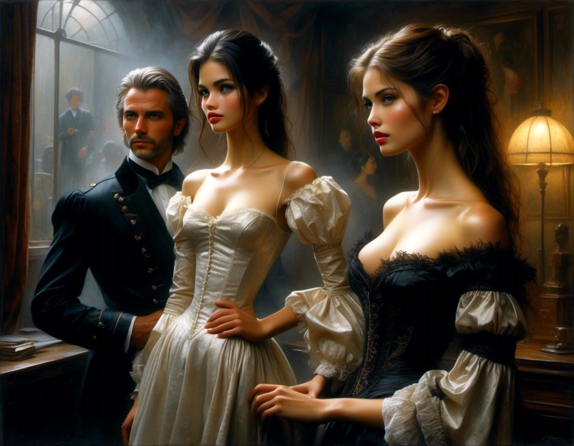 Detailed Portrait of Two Women by Luis Royo