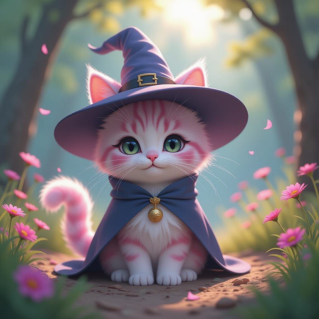 pink cat wizard,