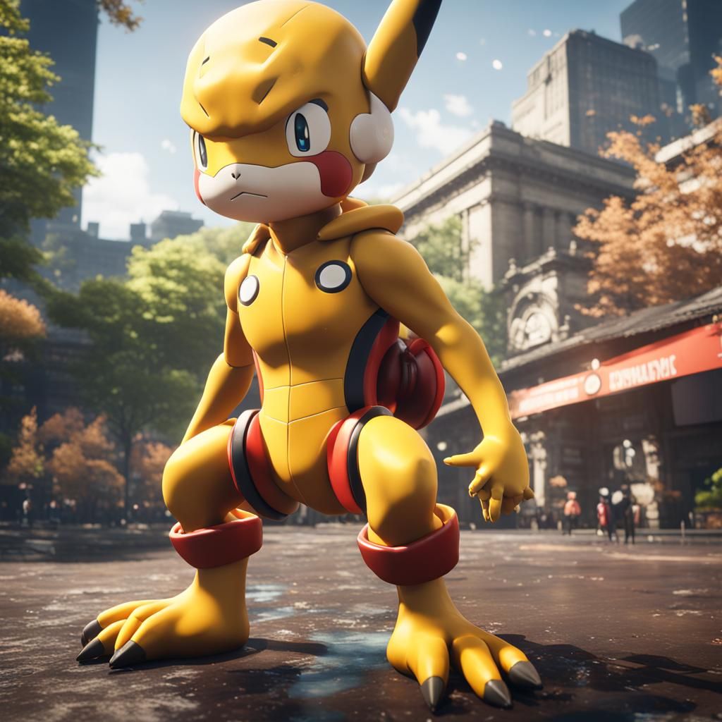 Saitama Pokemon in 3D Game Cinematic Style