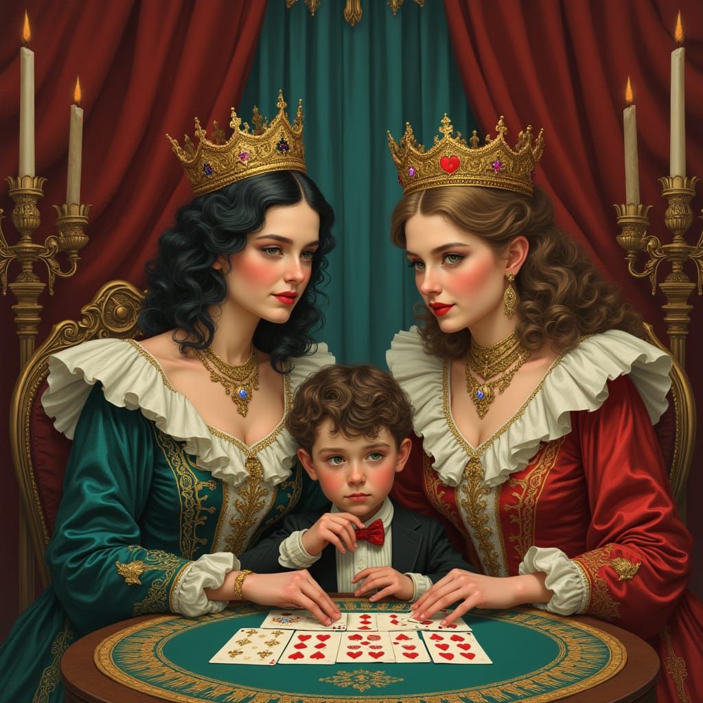 Youthful Gambler Contemplates Fate in Lavish Victorian Setti...