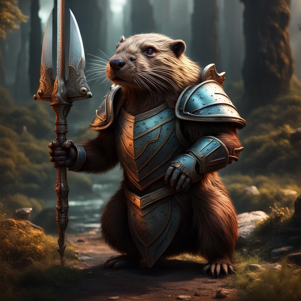 Armored Beaver in Detailed Matte Painting