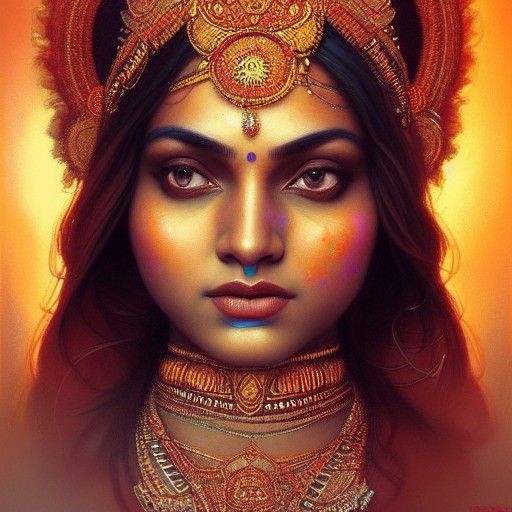 Hyperrealistic Indian Goddess Portrait in 8K
