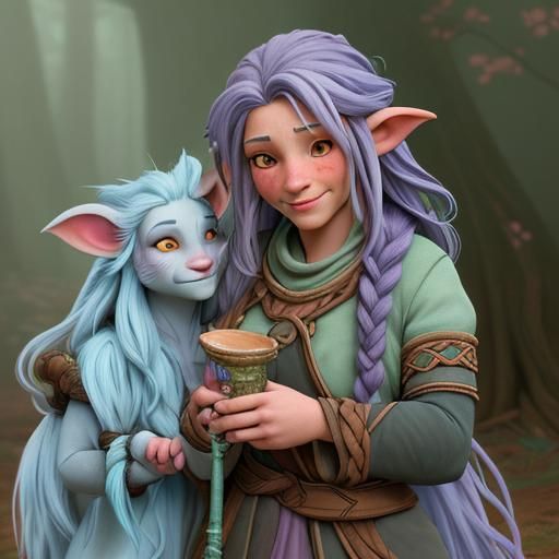 Female Firbolg Druid Casting Animal Friendship