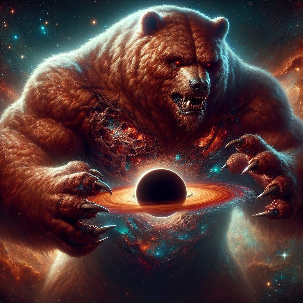 Colossal Werebear Crushing a Black Hole