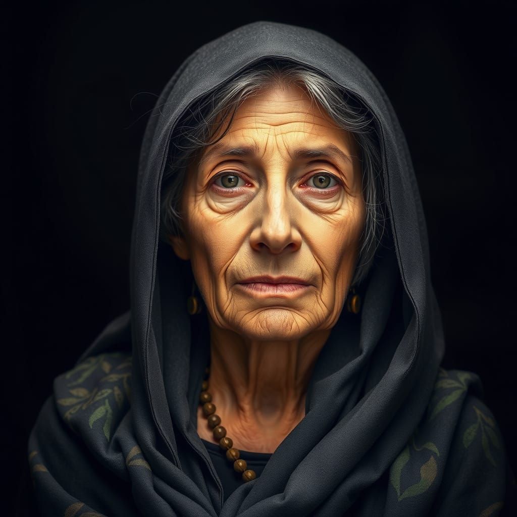 Old Female Priest of Nature Portrait in Photo Realism