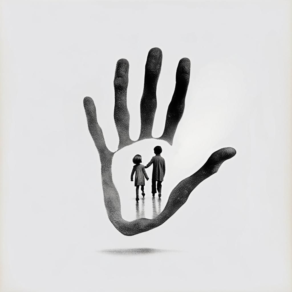 Two Figures Walking in Dark Surrealist Art