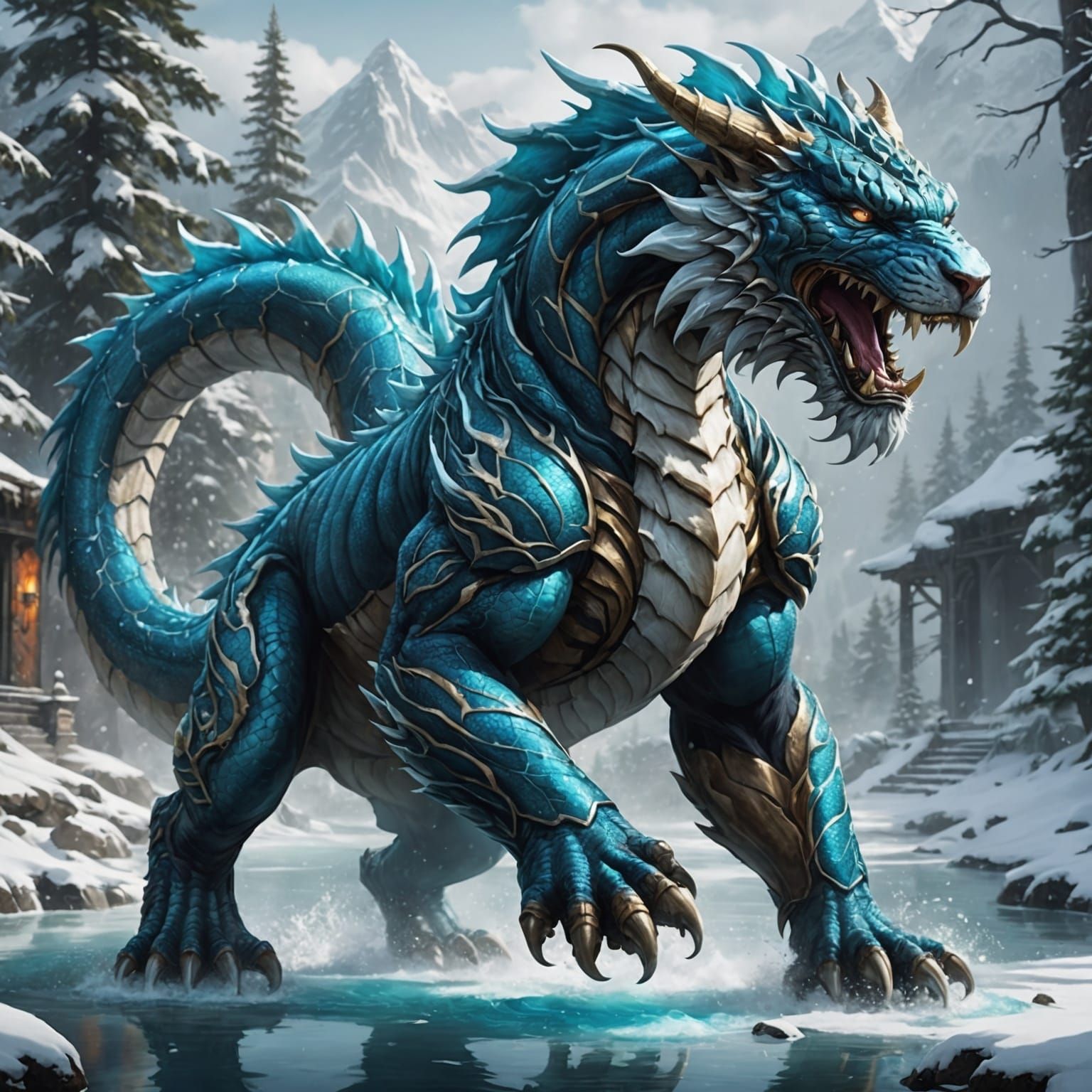 Dragon-Tiger Hybrid with Water and Ice Powers