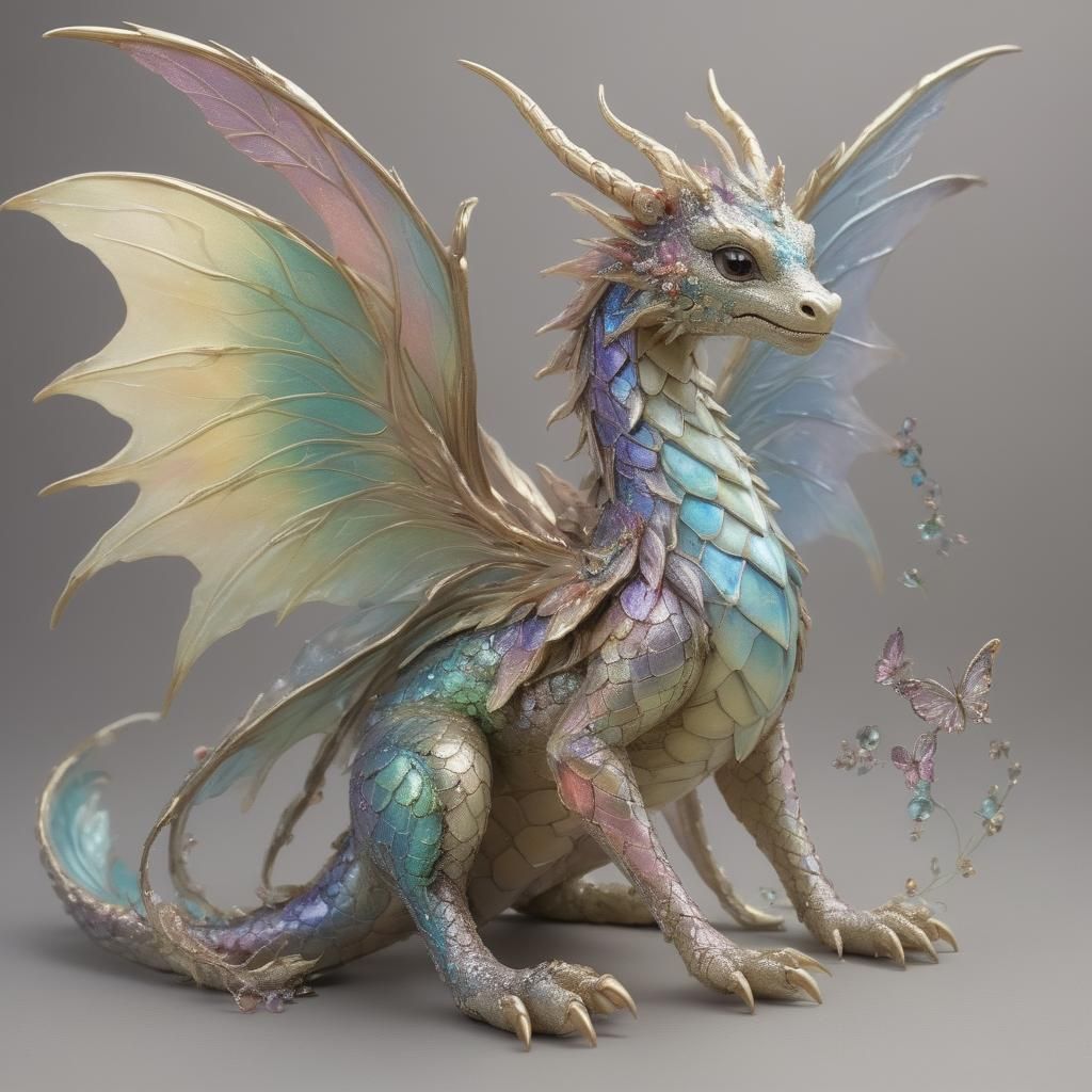 a fairy dragon hybrid that embodies a delicate yet powerful ...