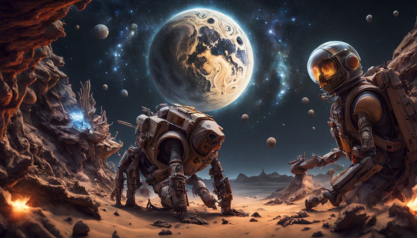 ASTRONAUT AND HIS ROBO DOG