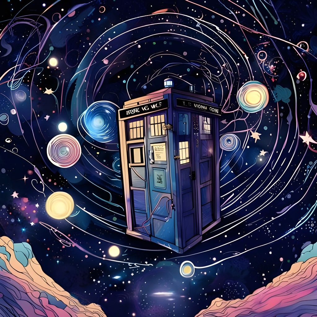 Psychedelic TARDIS in Starry Night Sky