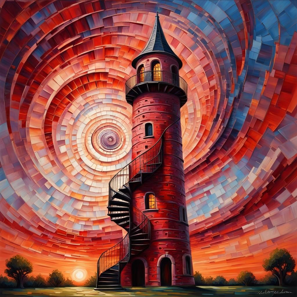 Vanished into thin air. Tower with spiral staircase outside.