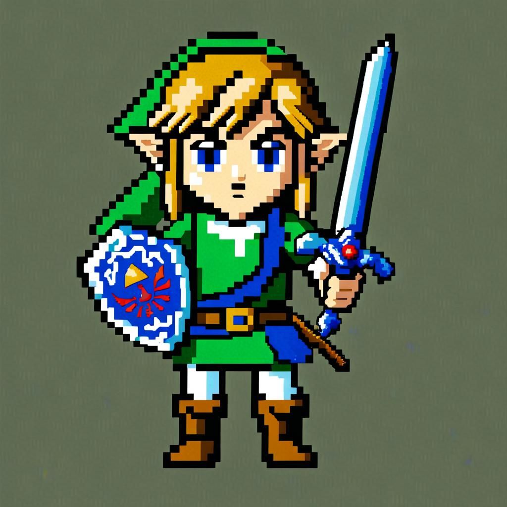 Pixel art. Link from Zelda. 8bit