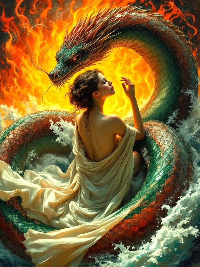 Art Nouveau Andromeda Goddess in Vibrant Colors