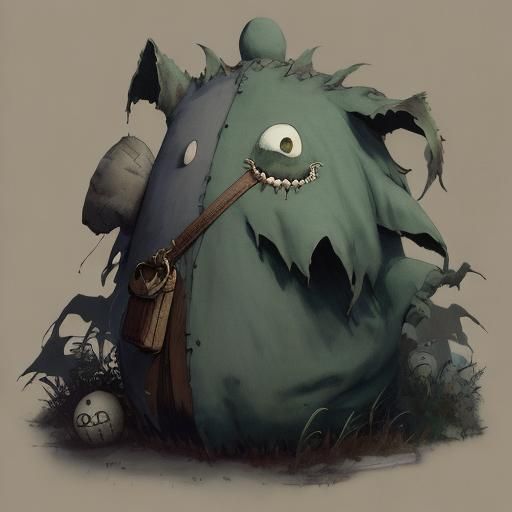 Sack Man Bogeyman in Studio Ghibli Anime Style