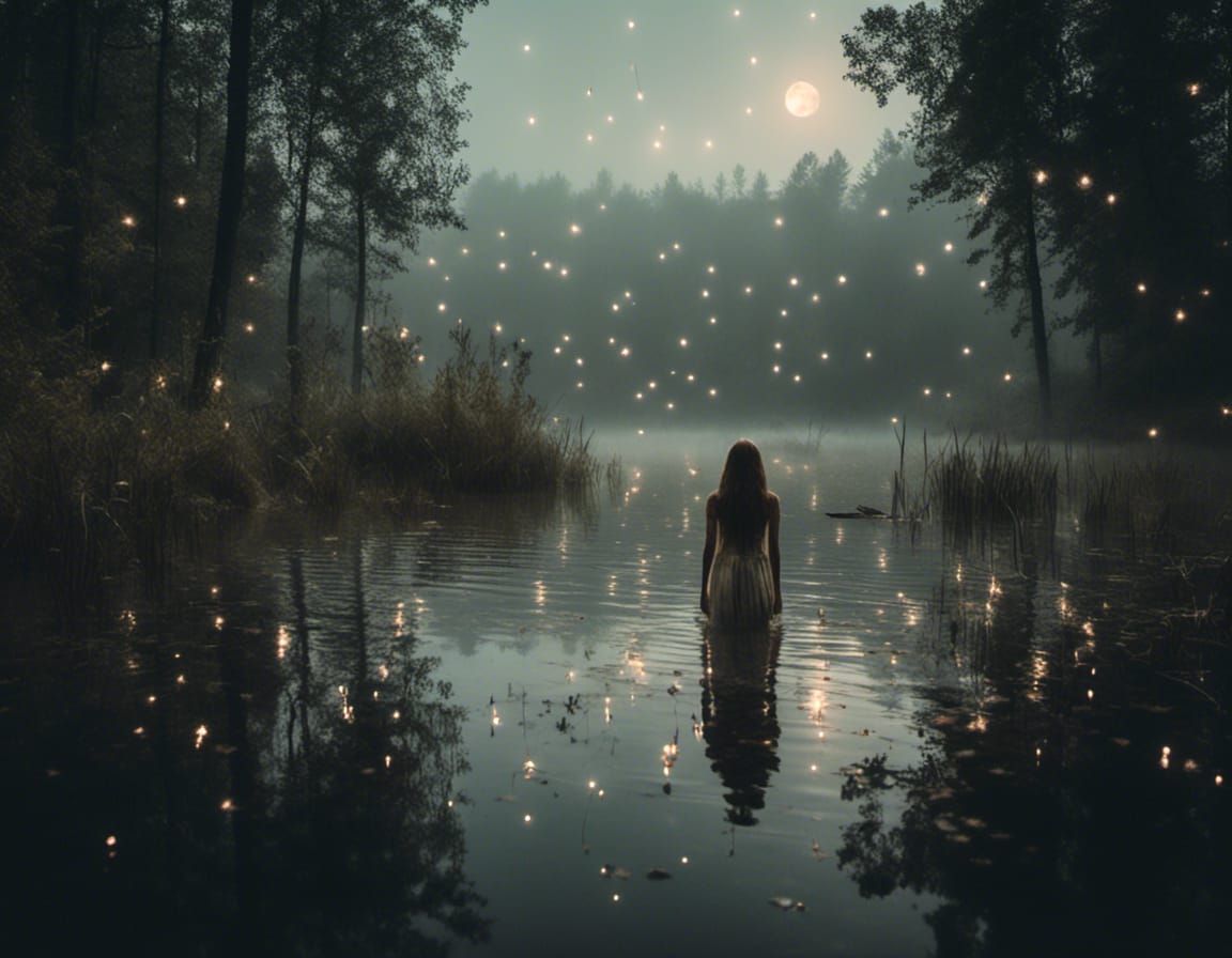 Macabre Lake: Girl Dancing in Moonlight