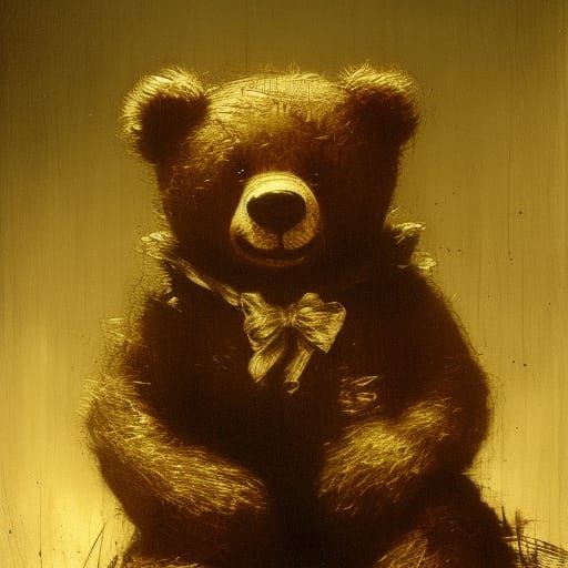 Horror Teddy Bear with a Weird Smile