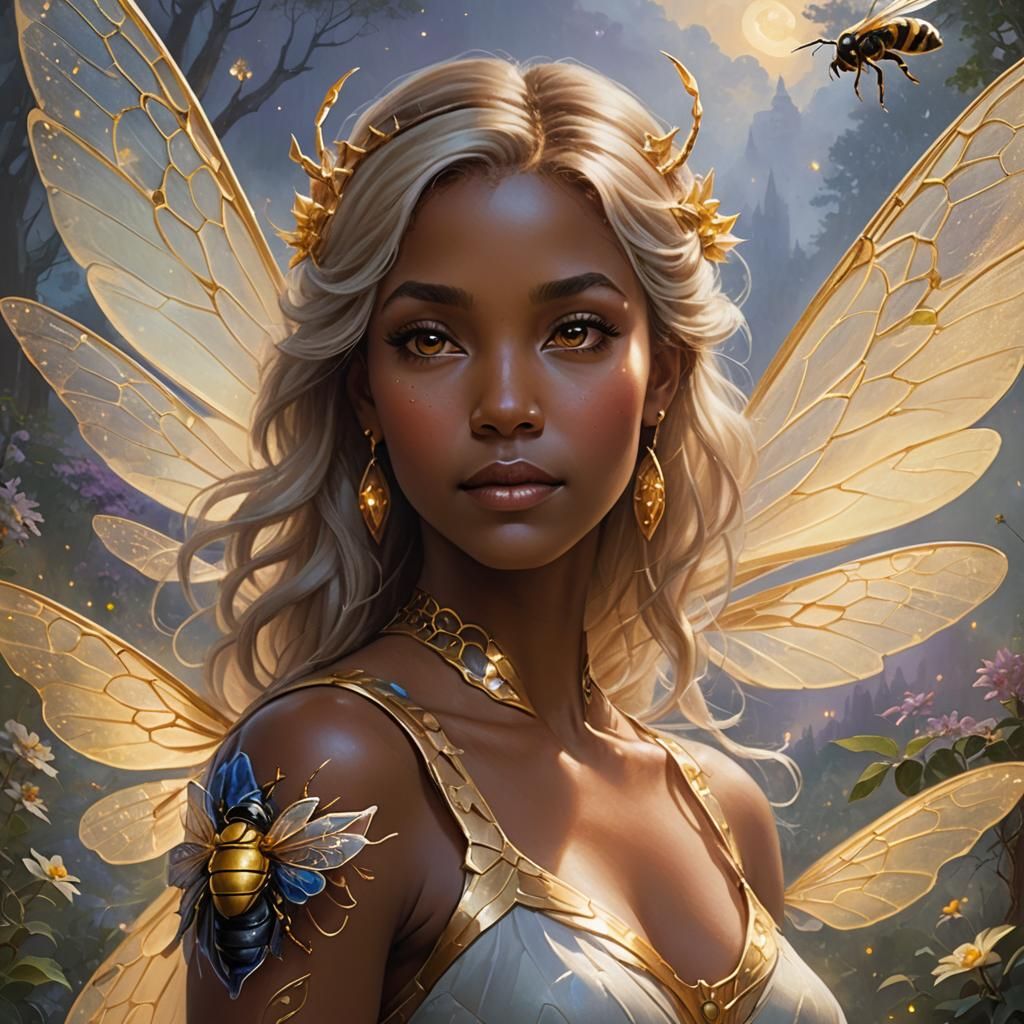 Ethereal Woman with Wasp Wings in Fantasy Art