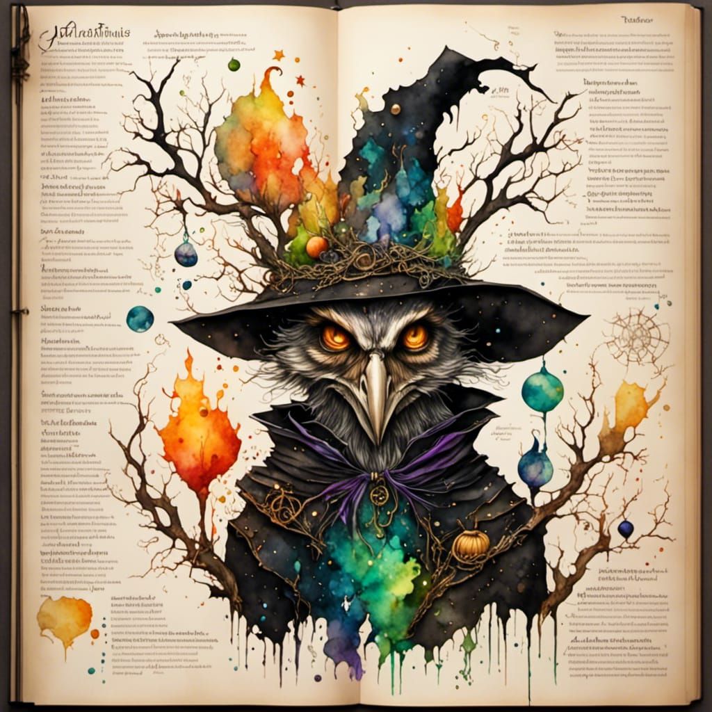 Raven Familiar Illustrated with Ink Hatching