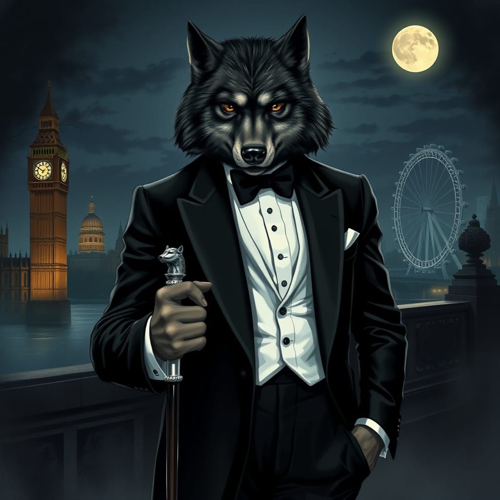 Werewolf Gentleman in London: a Dark Fantasy Portrait