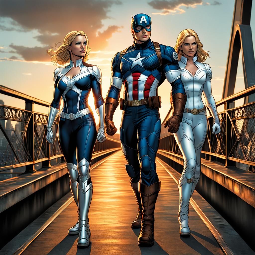 Captain America and Emma Frost at Sunset