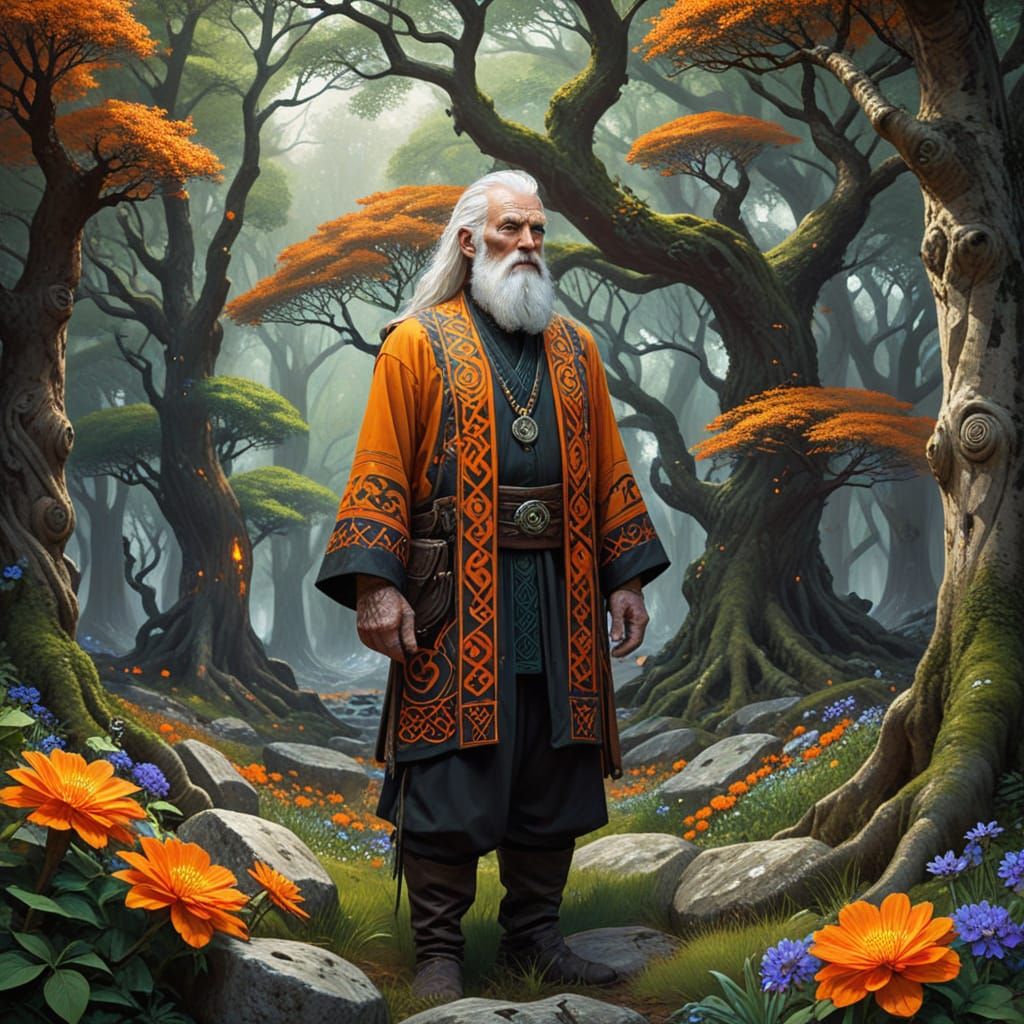 Mystical Old Man in Surrealist Oil Painting