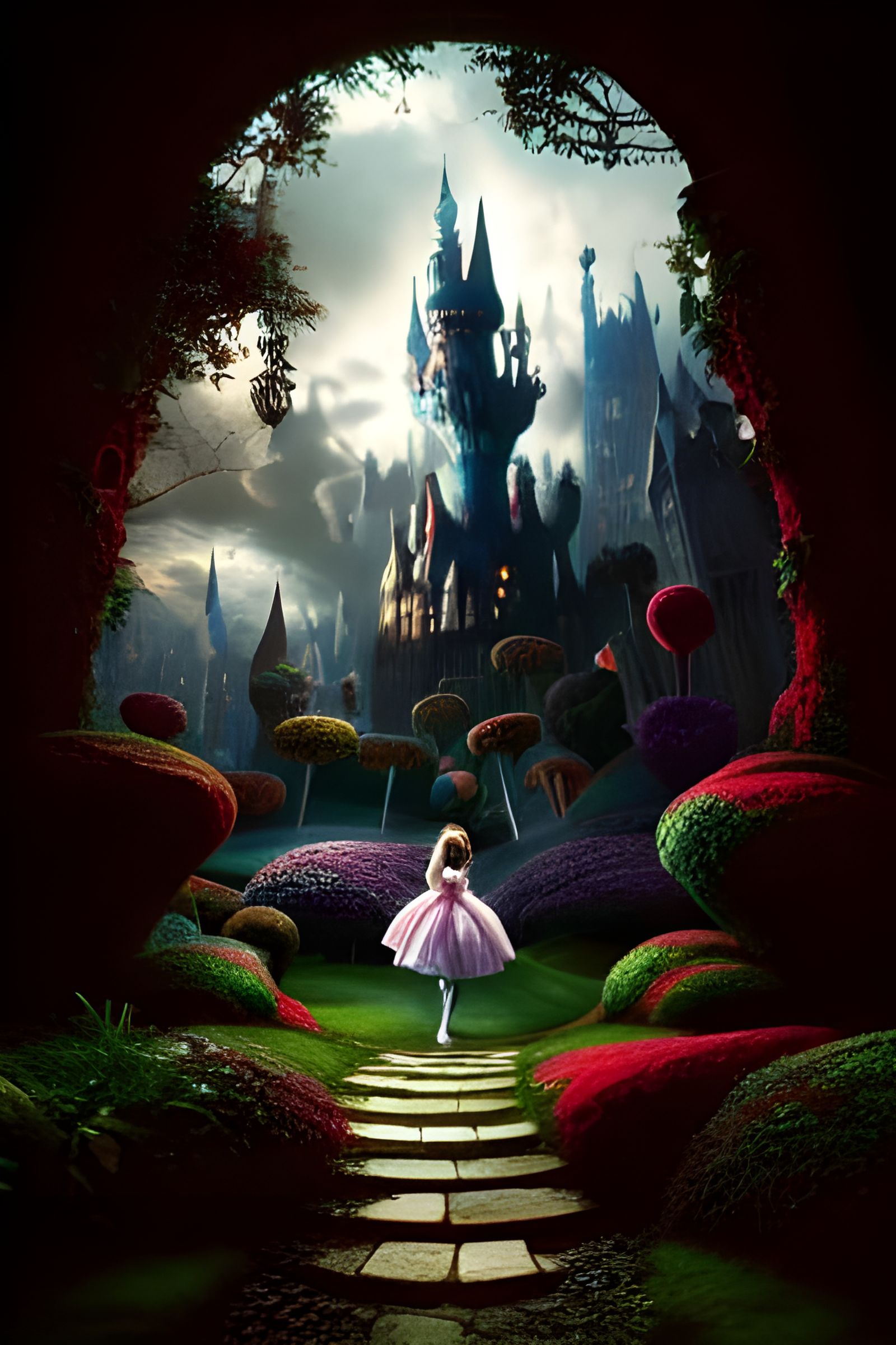 Dark Gothic Alice in Wonderland Matte Painting