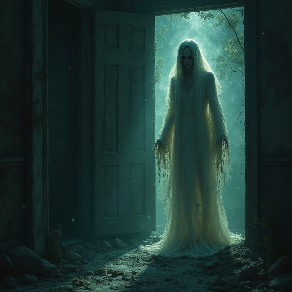 Sorrowful Specter in a Decaying Mansion, in Gothic Horror St...