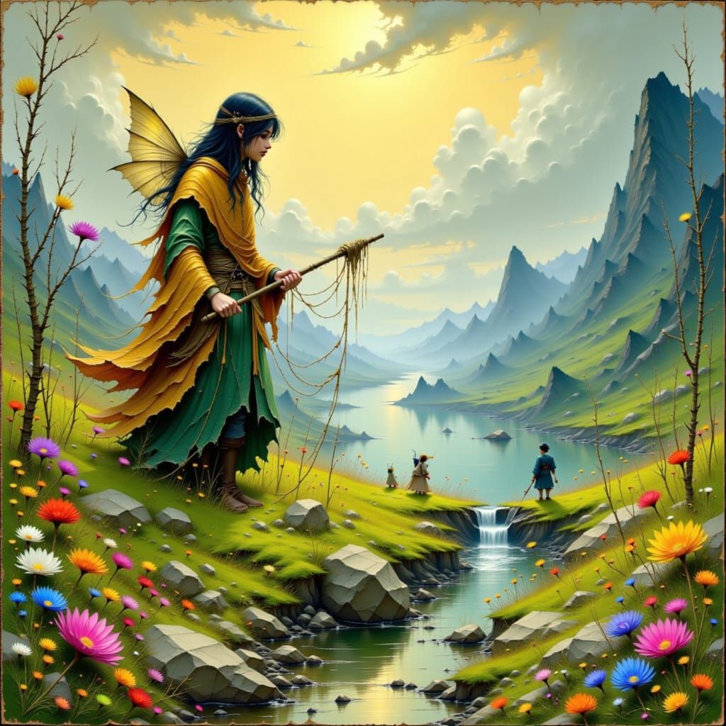 Adhene Fairies Fishing and Herding Cattle