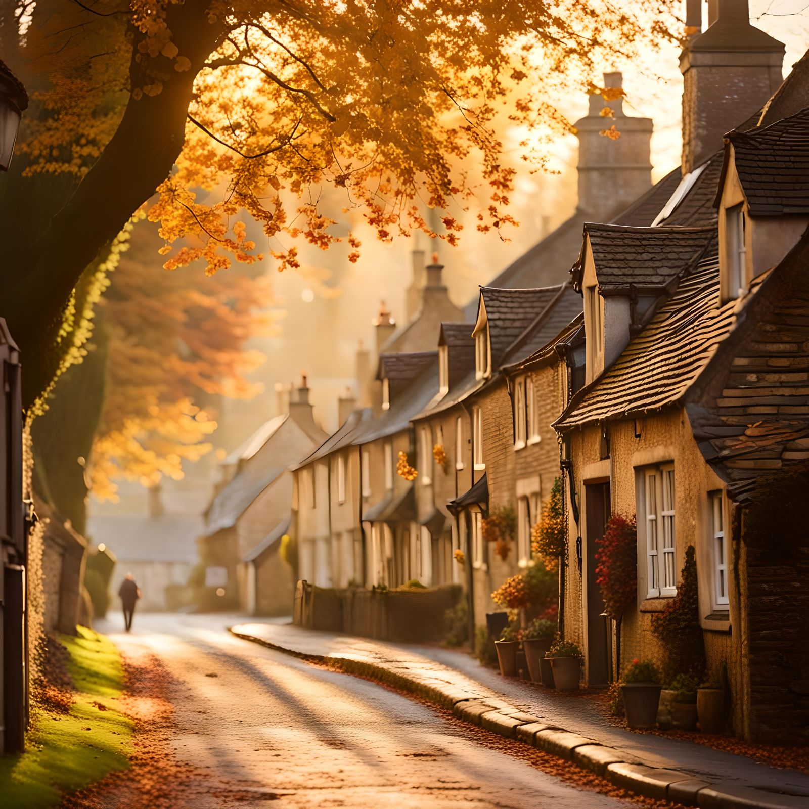 Idyllic Autumn in a Cotswolds Village