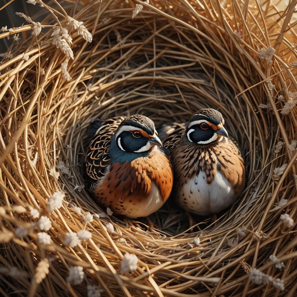 Quail Nest in Golden Light: Digital Matte Painting