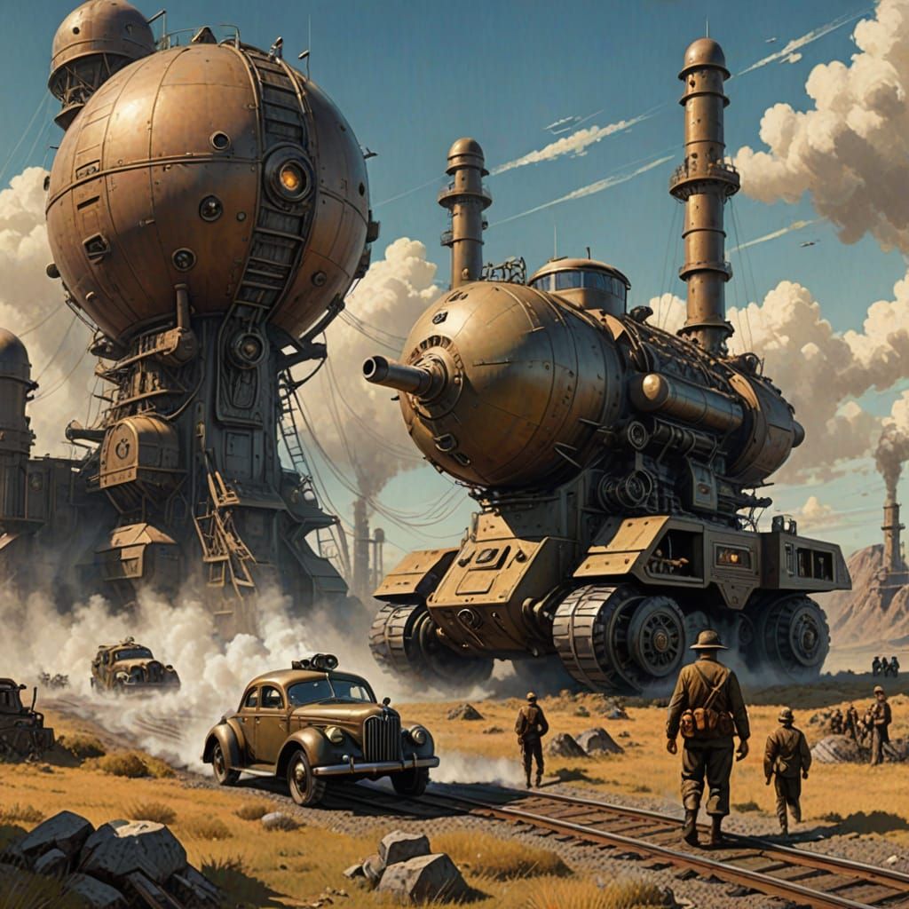 Vintage Dieselpunk Landscape: A Daily Adventure