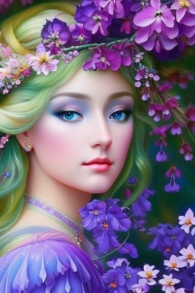 Azalea Fairy in Garden, Watercolor Art